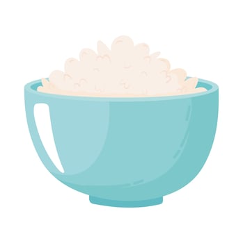 bowl with milk oats, dairy product cartoon icon vector