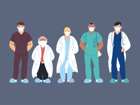 healthcare workers, doctors and nurses vector