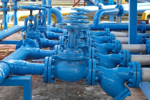 Valves at gas plant Pressure safety valve Safety valves on offshore oil and gas photo