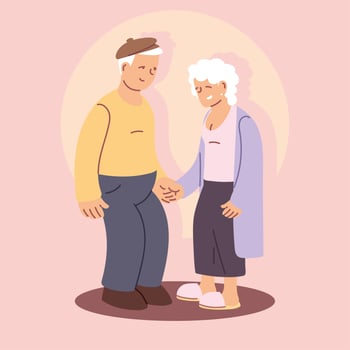 happy grandparents day, grandpa and grandma, elderly couple holding hands vector