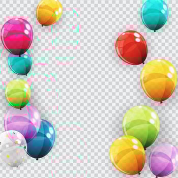 Group of Colour Glossy Helium Balloons Background. Set of  Balloons for Birthday, Anniversary, Celebration  Party Decorations. Vector Illustration