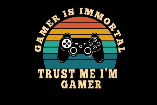 gamer is immortal trust me i'm gamer color orange yellow and green vector