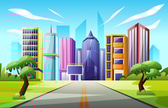 Street to City Scenery Background vector