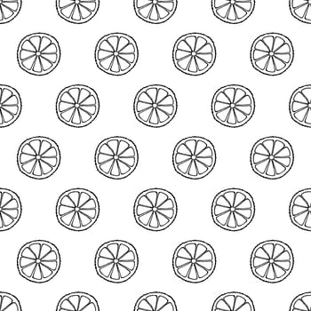 Seamless pattern with hand drawn fruits elements orange. Vegetarian wallpaper. For design packaging, textile, background, design postcards and posters. vector