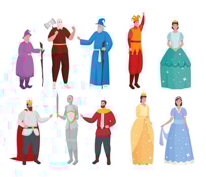 Fairytale people cartoons symbol set vector design