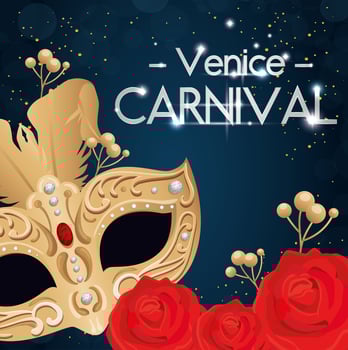 poster of venice carnival and mask and decoration vector