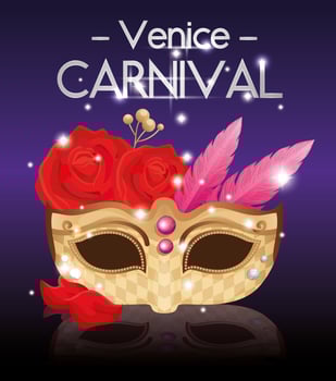 poster of venice carnival and mask and decoration vector