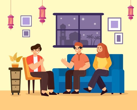 A Family Visiting a Relative's House vector