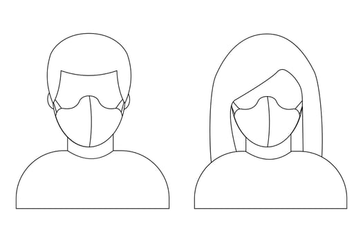 Man and Woman in medical face protection mask of people wearing protective surgical mask vector