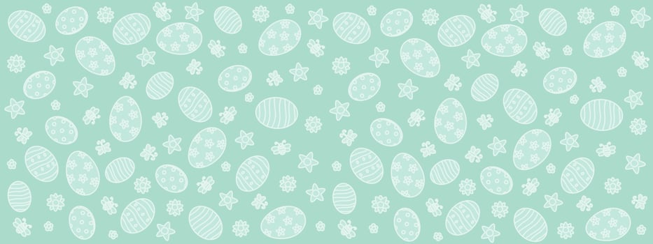 Cute hand drawn easter horizontal pattern with flowers butterflies easter eggs beautiful background great for easter cards banner wallpaper vector design