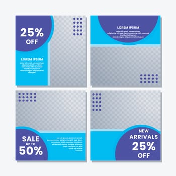 social media post templates for discounts, sales and offers. online media content promotions and marketing element. Square photo template for online ads, print flyer, brochures, cards, online ads vector