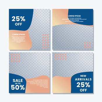 social media post templates for discounts, sales and offers. online media content promotions and marketing element. Square photo template for online ads, print flyer, brochures, cards, online ads vector