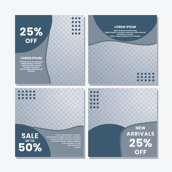 social media post templates for discounts, sales and offers. online media content promotions and marketing element. Square photo template for online ads, print flyer, brochures, cards, online ads vector