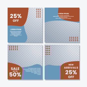 social media post templates for discounts, sales and offers. online media content promotions and marketing element. Square photo template for online ads, print flyer, brochures, cards, online ads vector