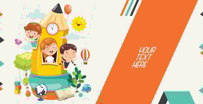 Cute Children Playing At Pencil House vector