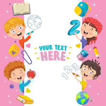 Cartoon Kids With A Frame With Copy Space vector