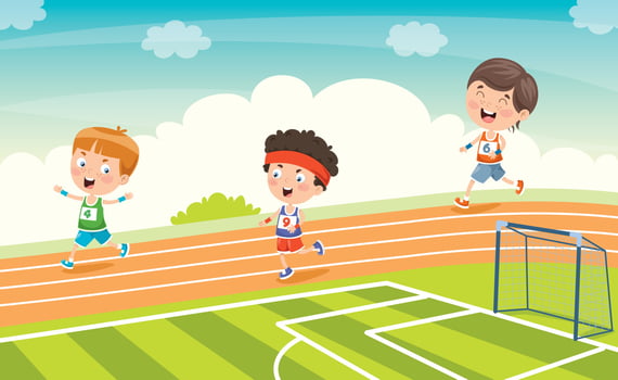 Funny Little Child Running Outside vector