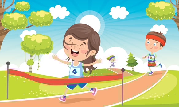 Funny Little Children Running Outside vector