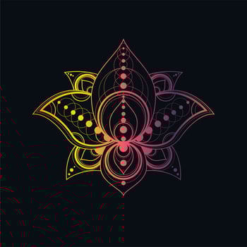 Lotus flower with geometric pattern vector linear illustration