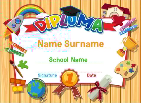 Cute motivational cartoon certificate for children vector