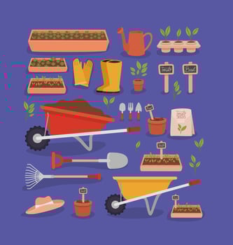 garden tools icons vector