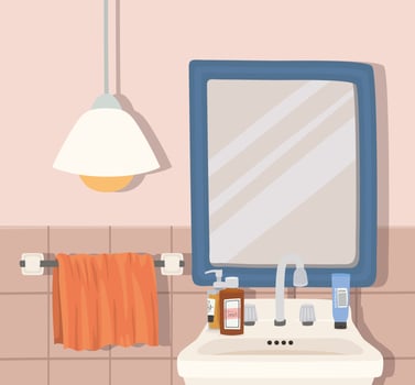 bathroom with a towel and lamp vector