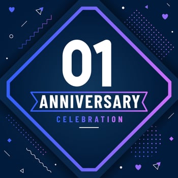1 years anniversary greetings card, 1 anniversary celebration background free vector. vector