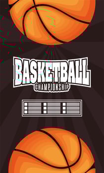 poster with basketball balloon sport emblem vector