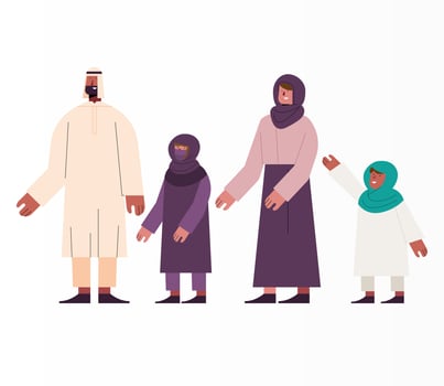 family muslim members vector