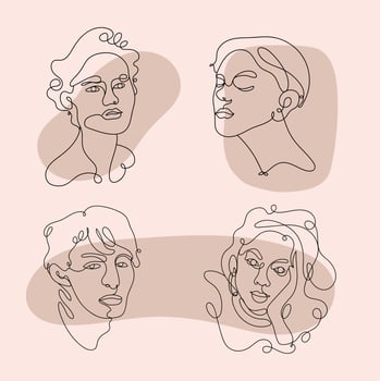 four abstract faces vector