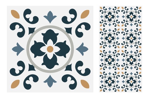 vintage tiles patterns antique seamless design vector