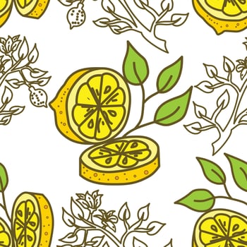 Lemon Fruit Pattern Seamless Vector Template