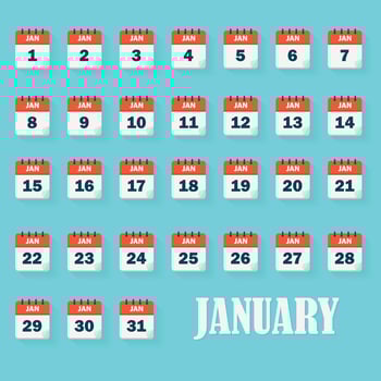 January calendar icons vector