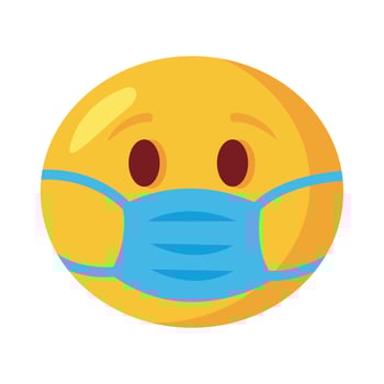 emoji face wearing medical mask flat style icon vector