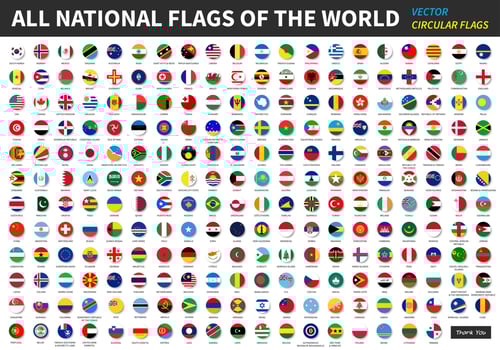 All official national flags of the world  circular design  Vector