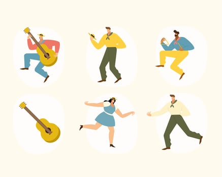 junina six icons vector