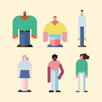 six diversity persons vector
