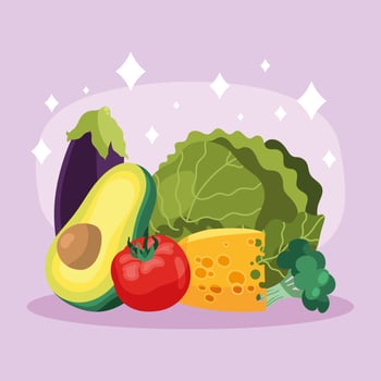 cheese and vegetables vector