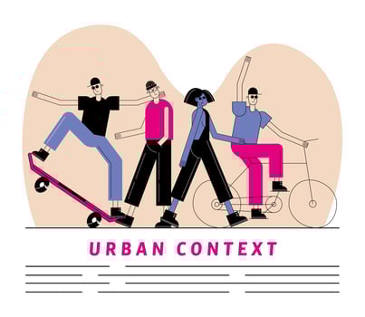 Urban and city people with skateboard and bike vector design