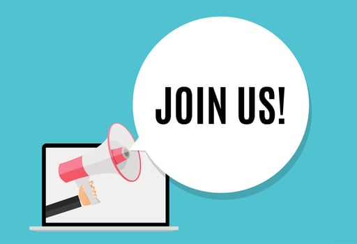 Join Us concept of important announcement. Vector illustration
