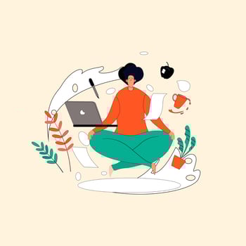 Mental health day illustration concept,Restart your work day with yoga for the office vector