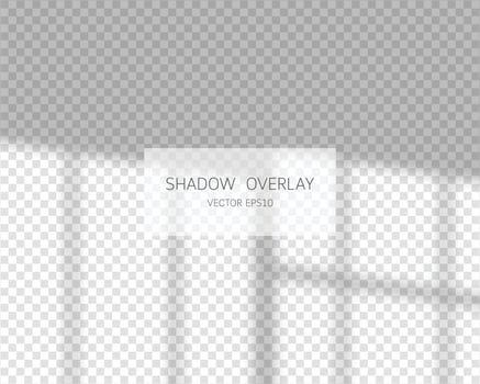 Shadow overlay effect. Natural shadows from window isolated on transparent background. Vector illustration.