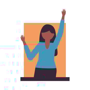 woman avatar at window vector design