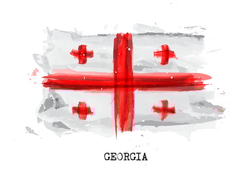 Realistic watercolor painting flag of Georgia . Vector .