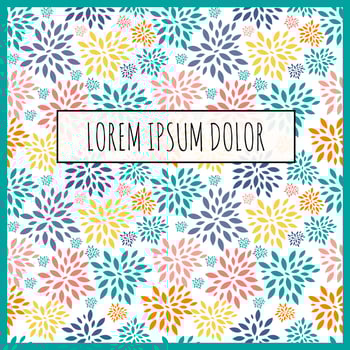 Abstract Spring Flower Pattern with Frame and Sample Text. Vector Illustration