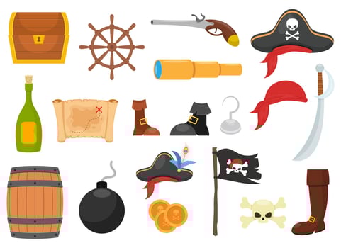 Pirate set vector design illustration isolated on white background