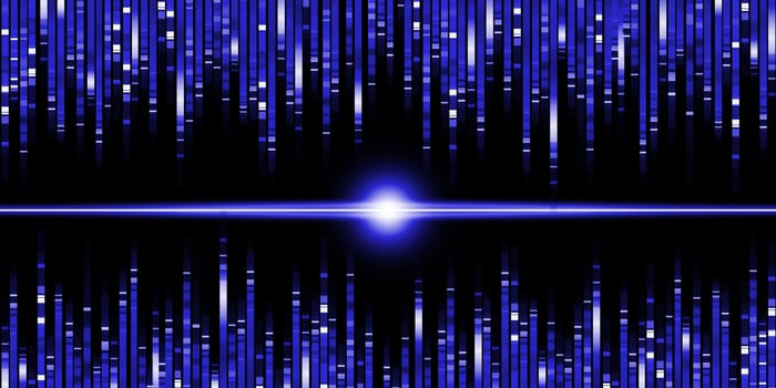 Frequency spectrum of blue sound wave photo