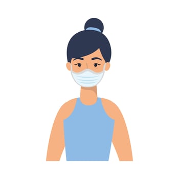 Woman avatar with medical mask vector design