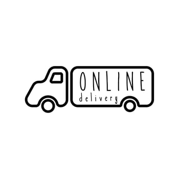 online delivery lettering campaign in truck line style vector