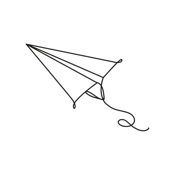 paper airplane toy one line style icon vector